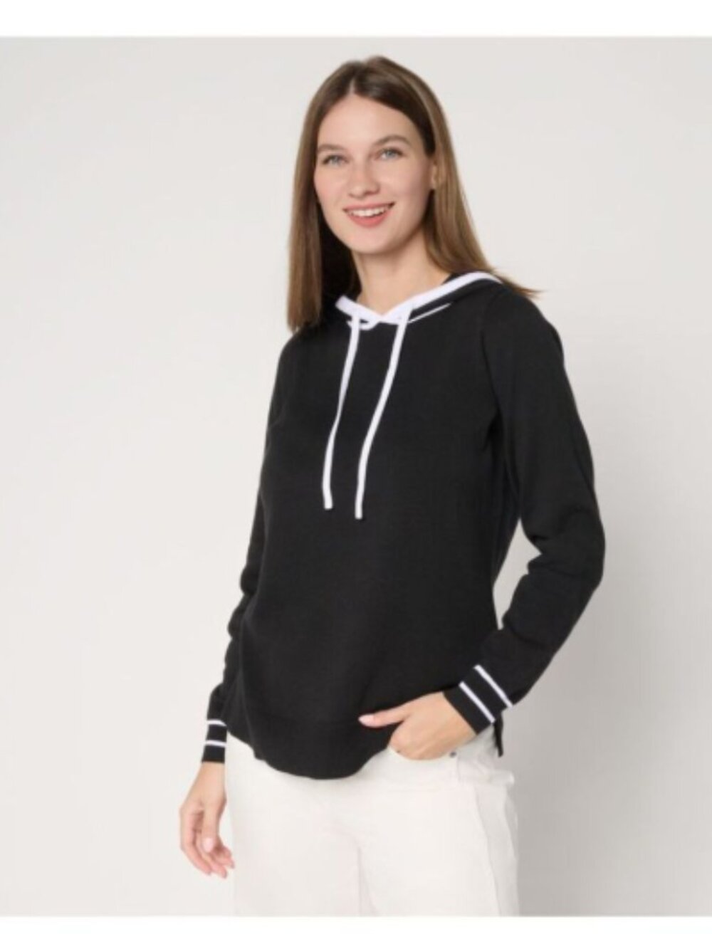 Belle by Kim Gravel Yacht Club Tipped Sweater Hoodie - Size: XXS - NIP